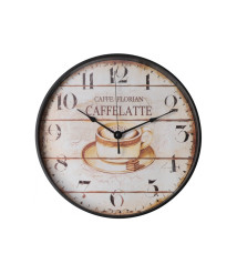 Ceas de perete din plastic Optima CAFFELATTE, alb